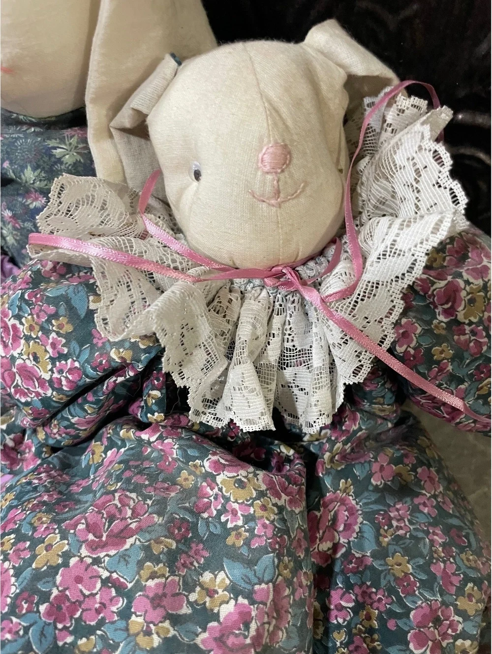 Lot of 3 Vintage Country Bunny Rabbit Cloth Dolls Primitive Easter Farmhouse